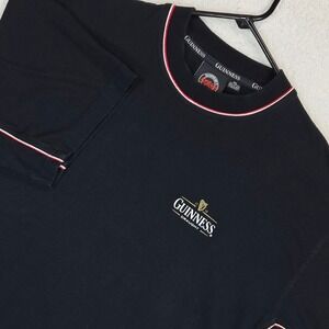 Guinness T-Shirt Mens XXL Black Contrast Piping Draught Beer Graphic Tee
